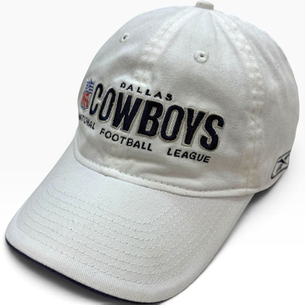 Vintage Reebok Dallas Cowboys Strapback Hat NFL Football White Embroidered Cap
